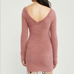 NWT V back fuzzy sweater dress pink xs Abercrombie